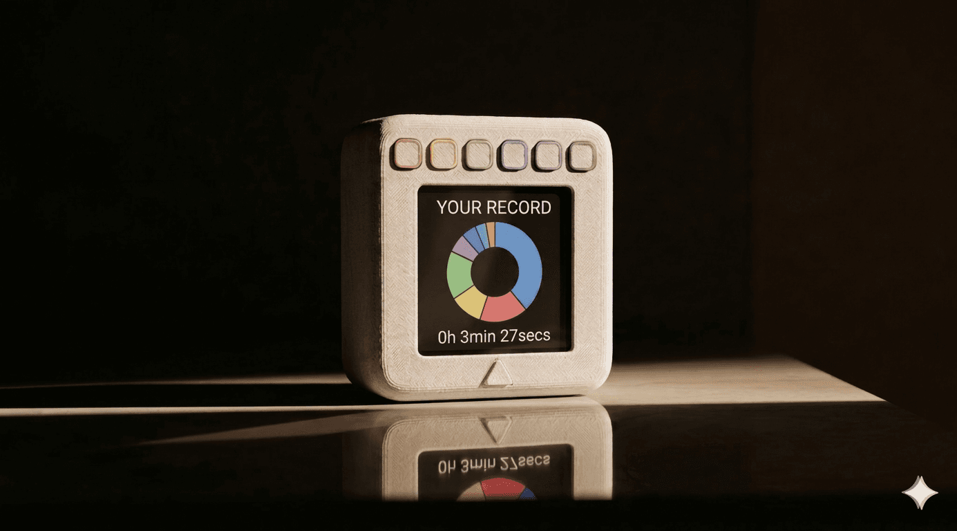 Acra Pocket device showing YOUR RECORD screen with session ring